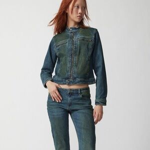 GUESS Originals Denim Moto Zip-up Jacket